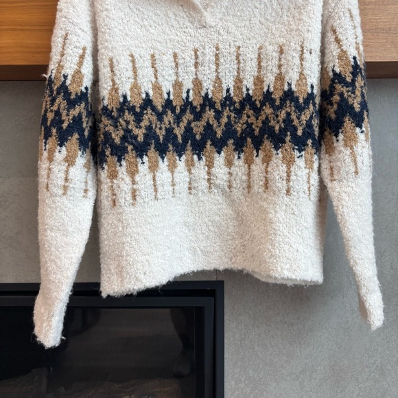 NWOT J.CREW Fair Isle johnny-collar sweater in bouclé yarn, Size XS - Picture 6 of 16